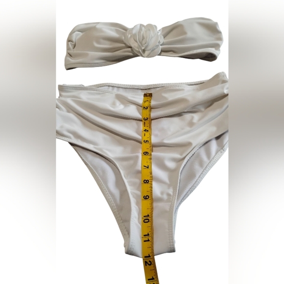 SHENHE | Women's 2 Piece Strapless Ruched High Waisted Bandeau Bikini | Medium - Picture 8 of 13